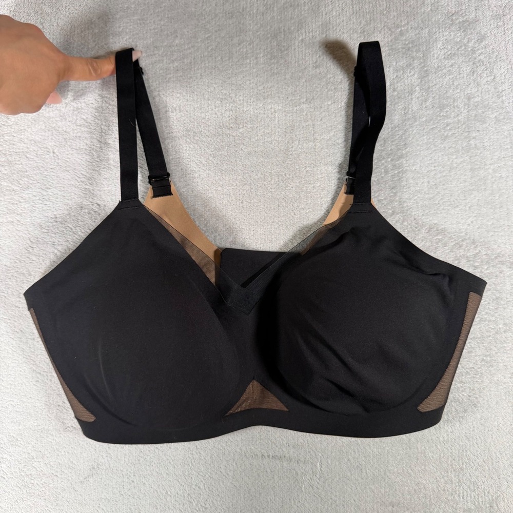 Honeylove Silhouette Bra Black Wireless Supportive Mesh Detail LWBR0302V3 Size L